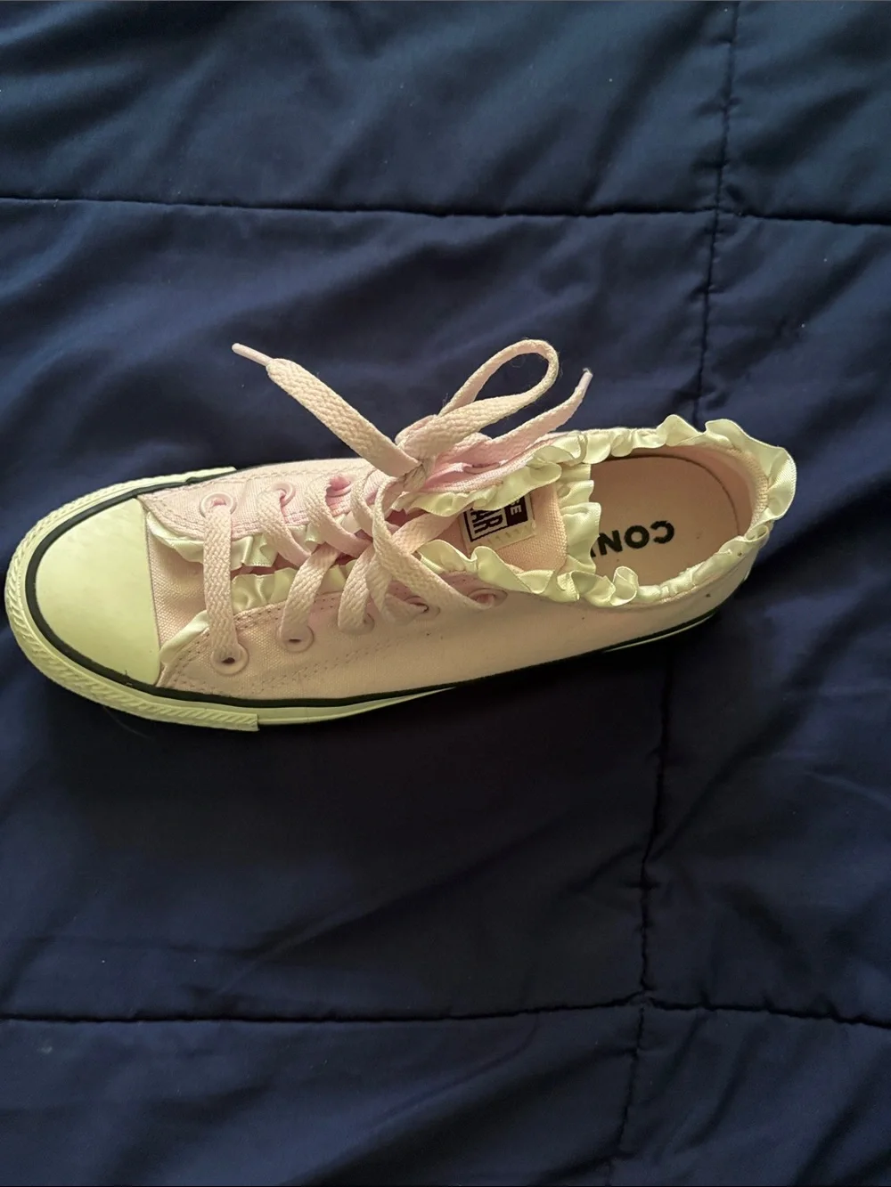 Converse Kids Pink Ruffle-Trim Low Top Sneaker